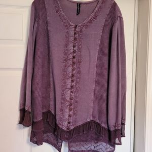 Beautiful light purple embroidered blouse